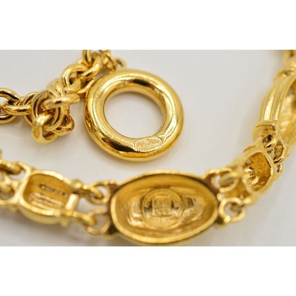 Givenchy Vintage Collar Necklace Chunky Linked Chain Gold Toggle Signed 80s BinP - Picture 12 of 12